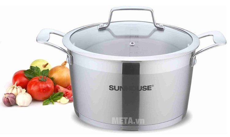 Bộ 3 nồi inox 5 đáy Sunhouse SH779 thích hợp sử dụng mọi loại bếp 