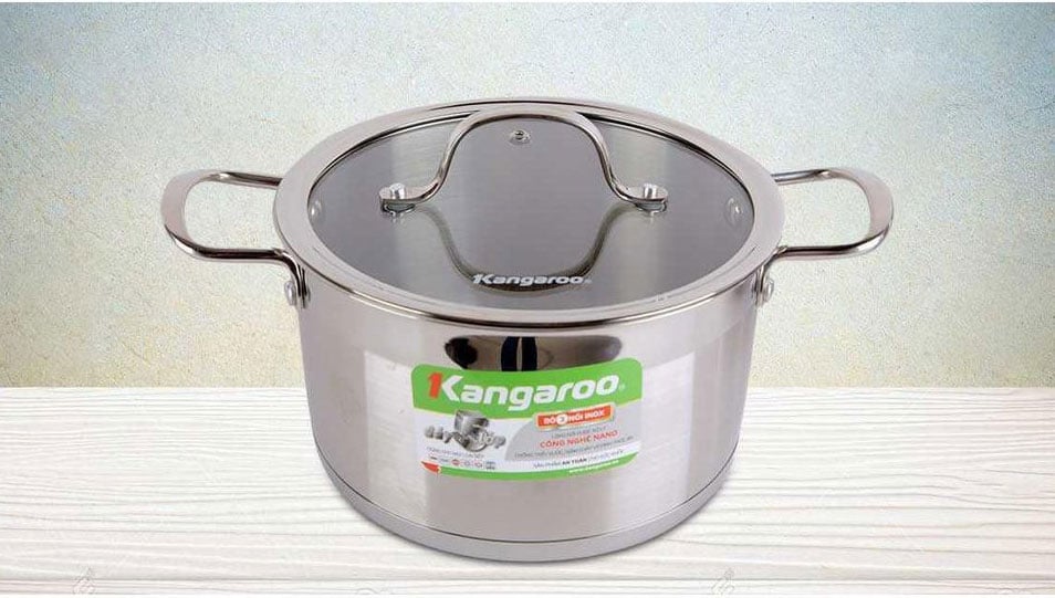 Bộ nồi inox 5 đáy Kangaroo KG877 với thân nồi sáng bóng