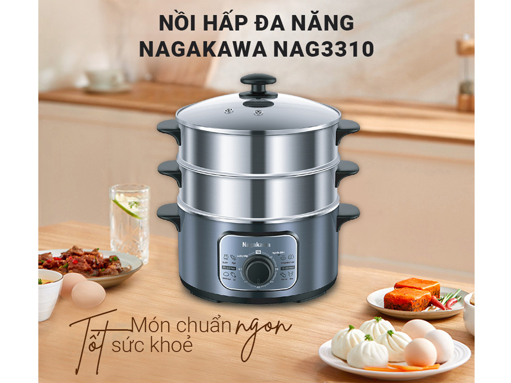 Hình ảnh nồi hấp điện inox đa năng Nagakawa NAG3310 