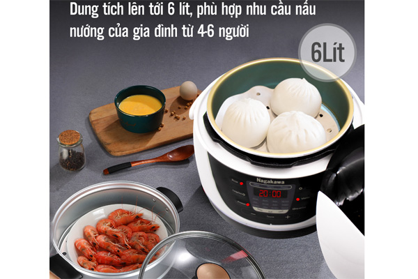  Nồi áp suất điện Nagakawa NAG0206 6 lít