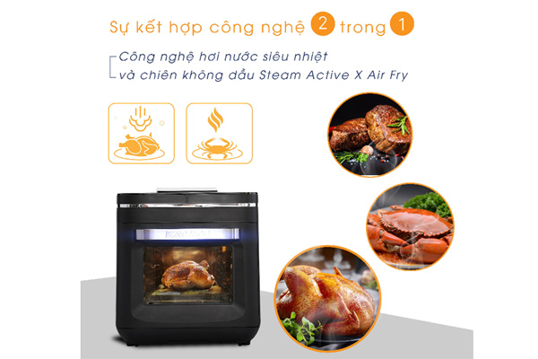 ên cạnh 9 chế độ lập trình sẵn, Kalite Steam X còn linh hoạt khi có 4 chế độ điều chỉnh bằng tay bao gồm: hấp, phun sương, chiên không dầu và chiên không dầu kết hợp hấp.