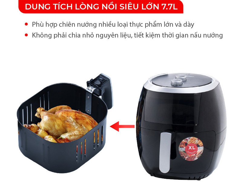 Dung tích nồi chiên lớn