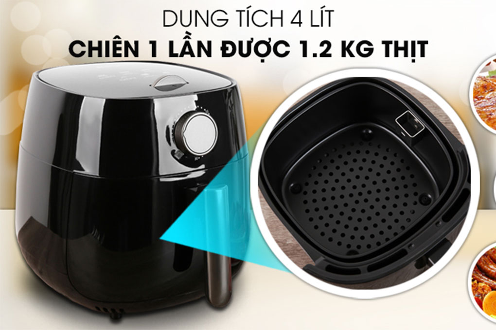 Lòng nồi rộng giúp chiên 1 lần được nhiều thực phẩm