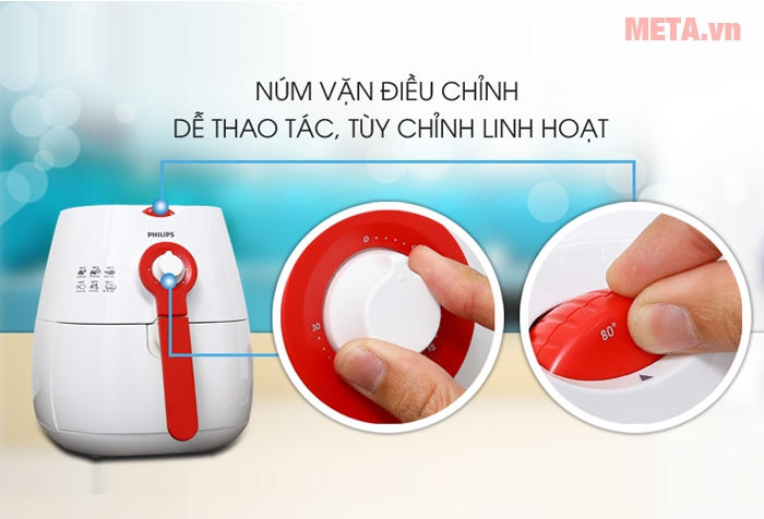 Nồi chiên không dầu Philips HD9217 có các núm điều chỉnh dễ dàng sử dụng