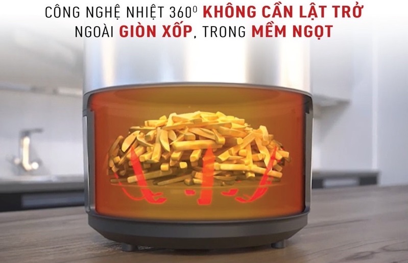 Dung tích giỏ chiên lớn, phù hợp với các gia đình có từ 4 - 6 người