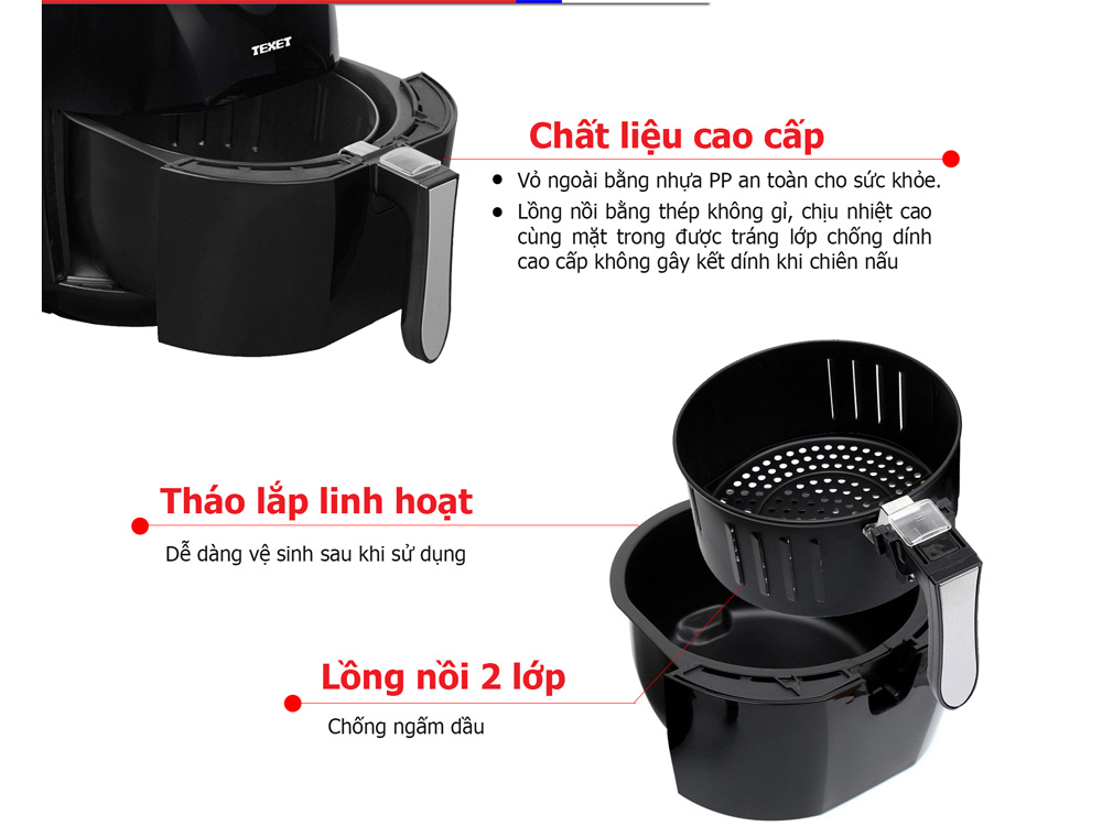 Đánh giá nồi chiên không dầu Texet AF 612