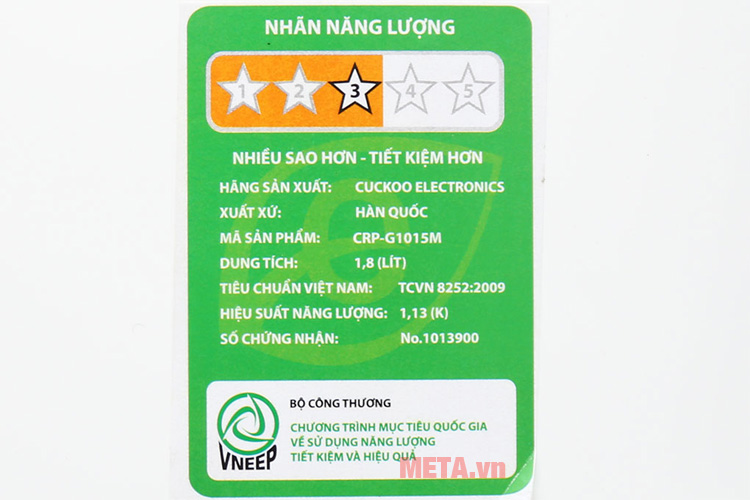 Nhãn năng lượng đạt chuẩn 3 sao