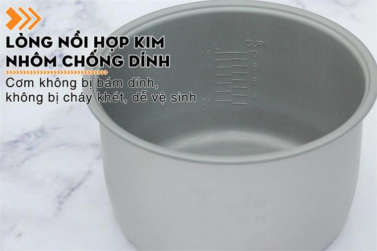 Lòng nồi SR-MVN18LRAX có tráng lớp chống dính an toàn