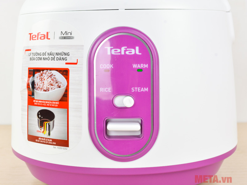 Nồi cơm điện cơ mini Tefal RK224168 được điều khiển bằng nút gạt