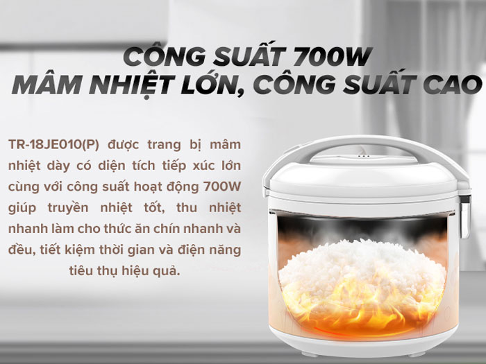 Công suất 700W, mâm nhiệt lớn