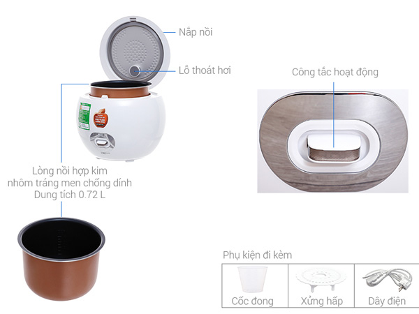 Kết cấu của nồi cơm điện 