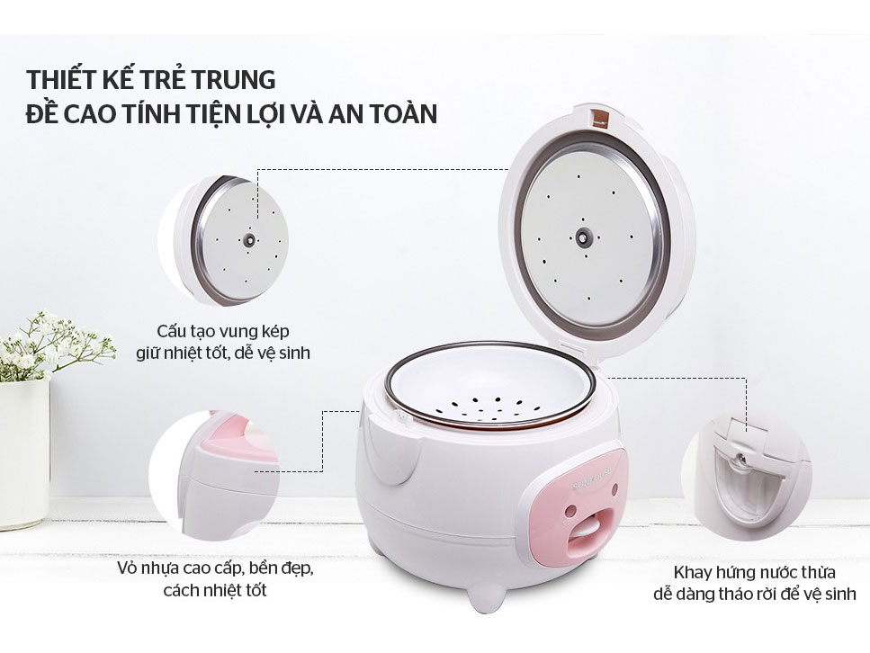 Cấu tạo nồi cơm điện Sunhouse SHD8217W