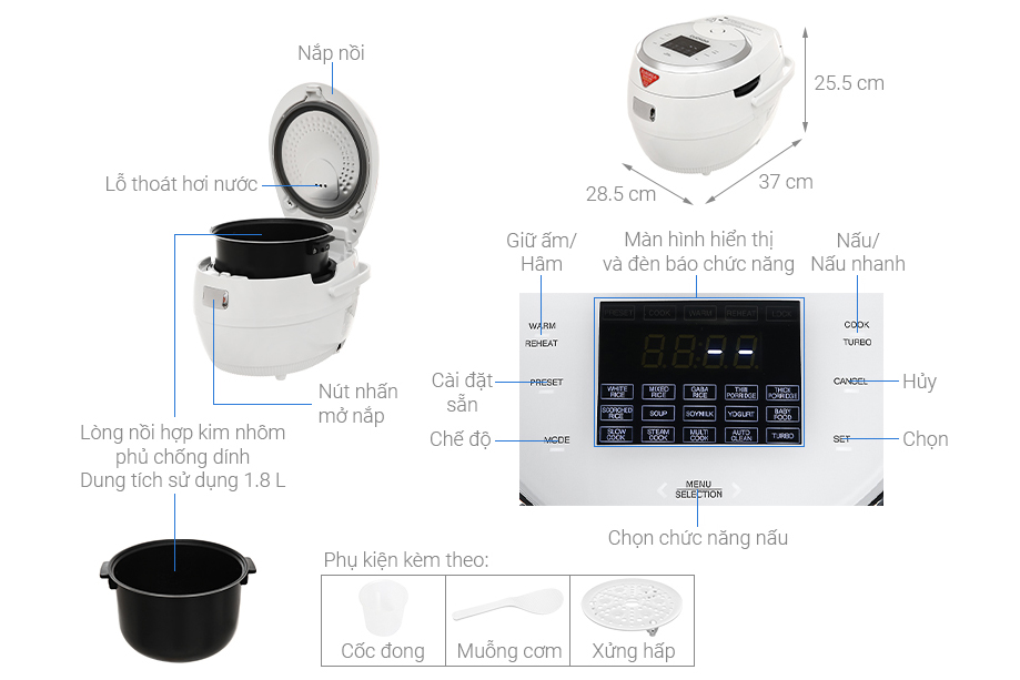 Cấu tạo của nồi cơm điện Cuckoo