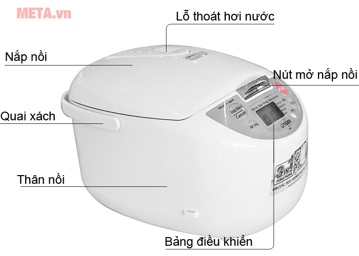 Cấu tạo nồi cơm điện tử Tiger JBA-A10W