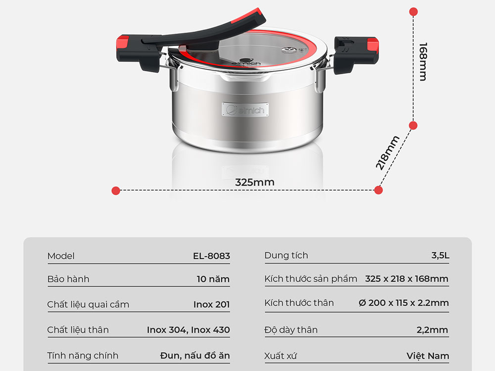 Nồi Inox liền khối Elmich Milano EL-8083