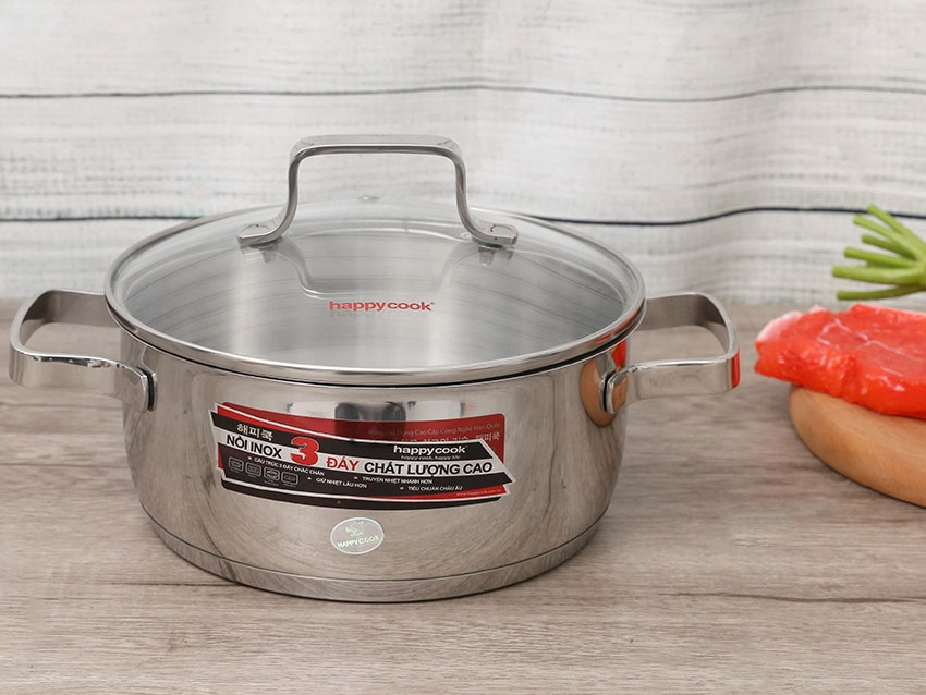 Nồi inox 3 đáy 20cm Happy Cook N20-IH