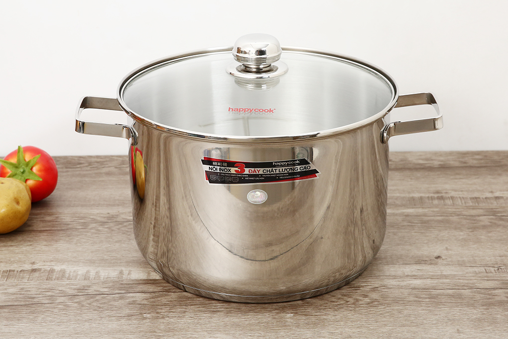 Nồi inox 3 đáy nắp kiếng 28cm Happy Cook NC-28G