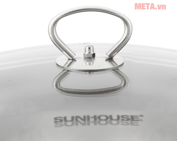 Nồi luộc gà inox đáy từ Sunhouse SH28LG có vung được làm bằng kính cường lực