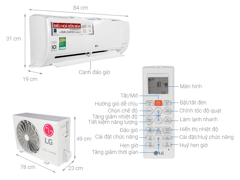 Điều hoà 2 chiều LG Inverter 1 HP B10END