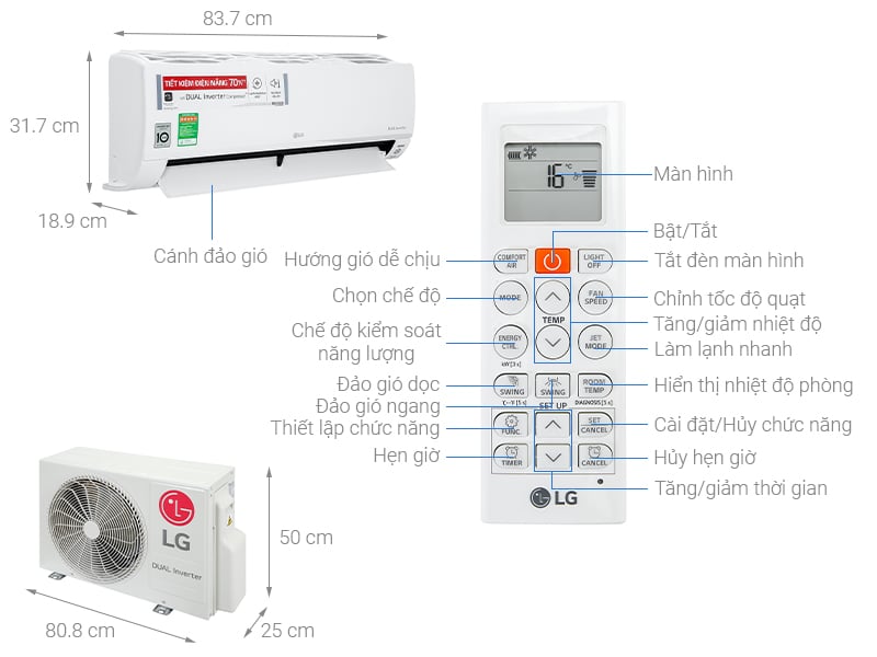 Điều hoà LG Inverter 1.5 HP V13API1