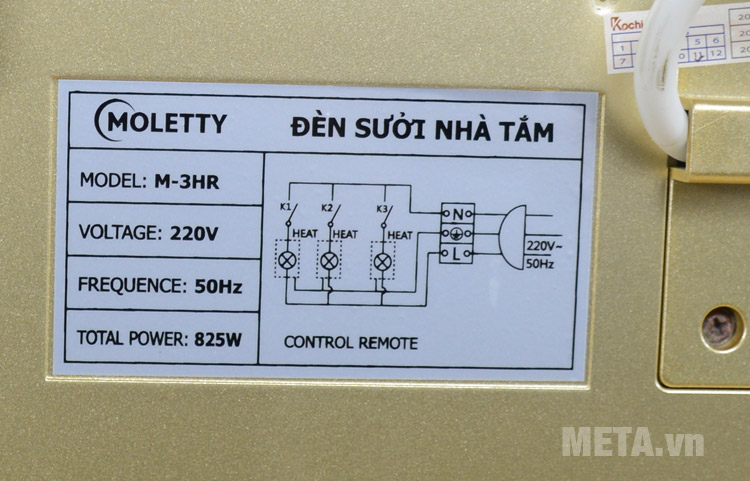  Đèn sưởi nhà tắm 220V