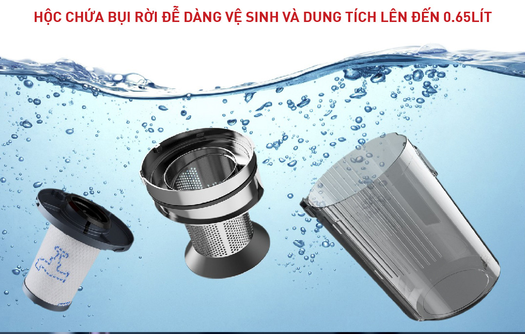 Hộp chứa bụi có dung tích là 0.65 lít