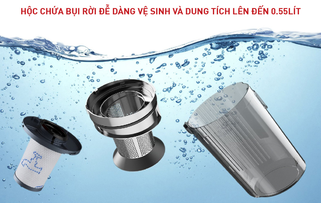 Hộp chứa bụi có dung tích là 0.55 lít