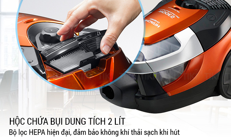 Hộp chứa bụi có dung tích là 2 lít