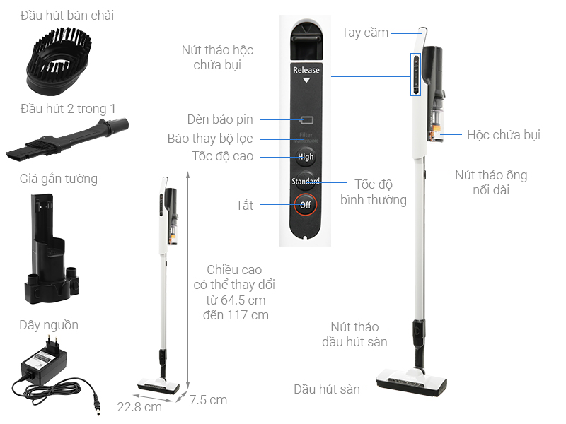 Máy hút bụi không dây Hitachi PV-XL1K WH