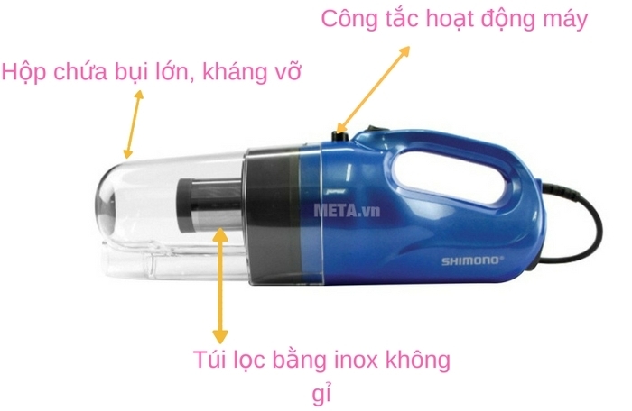 Chất liệu cao cấp tạo nên máy hút bụi cầm tay Shimono SVC1016-C có độ bền cao