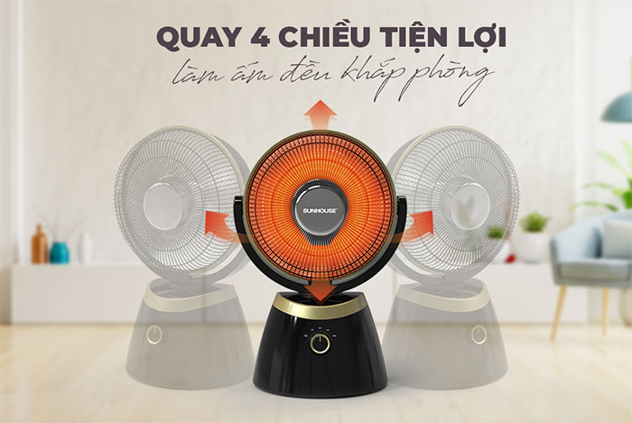 Quạt quay 4 chiều mang không khí ấm đến khắp phòng