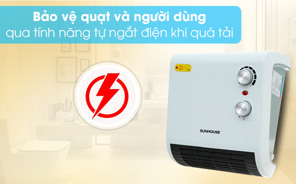 Quạt sưởi SHD3816W sẽ tự động ngắt điện khi quá tải