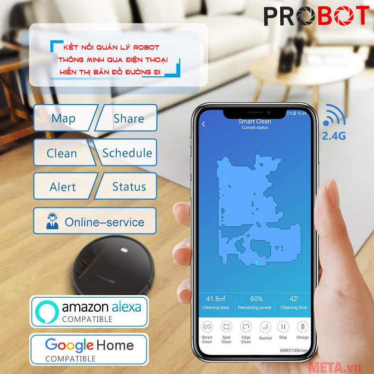 Robot hút bụi thông minh đặt lịch qua điện thoại