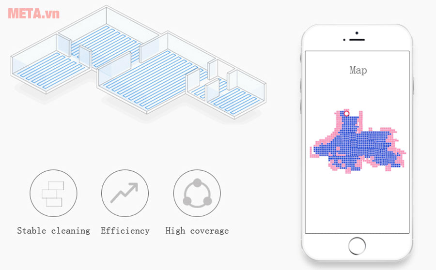 Robot hút bụi lau nhà thông minh Probot Nelson A3S có khả năng vẽ ra hệ thống bản đồ 