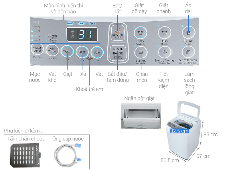 Máy giặt Samsung 9 Kg WA90H4200SG/SV