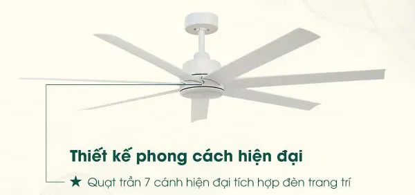 Quạt trang bị đèn led hiện đại, tiện lợi