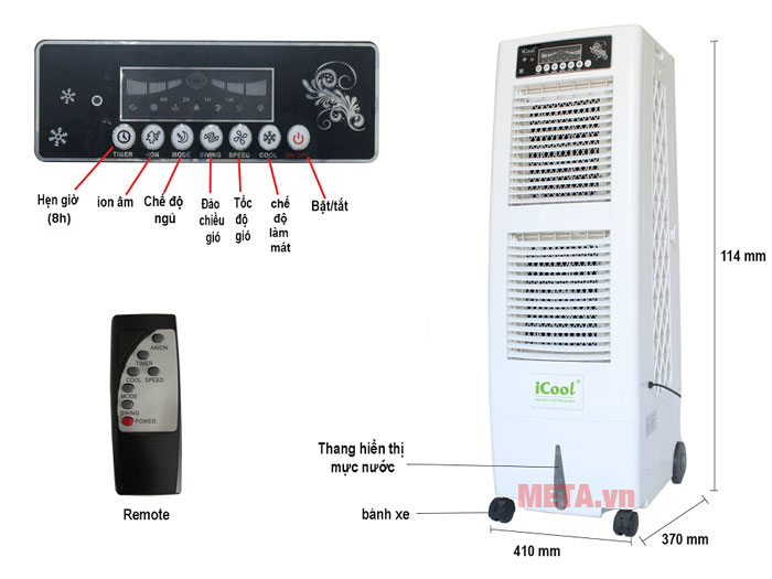 Kích thước và các chi tiết của máy