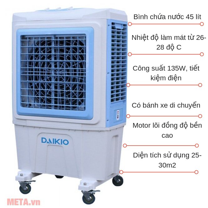 Máy làm mát không khí Daikio DK-5000D có điều khiển từ xa 