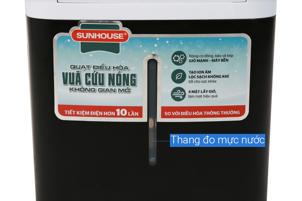 Quạt điều hòa Sunhouse SHD7713 có bình chứa nước 13 lít, có thang đo mực nước tiện lợi