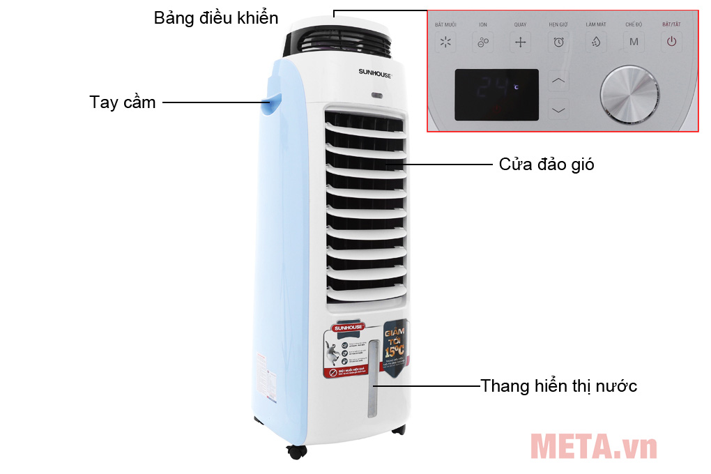 Cấu tạo mặt trước máy làm mát không khí Sunhouse SHD7718