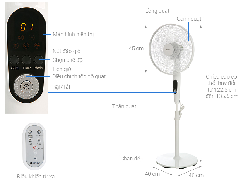 Quạt đứng Gree DC inverter FDZWK-4045BG7