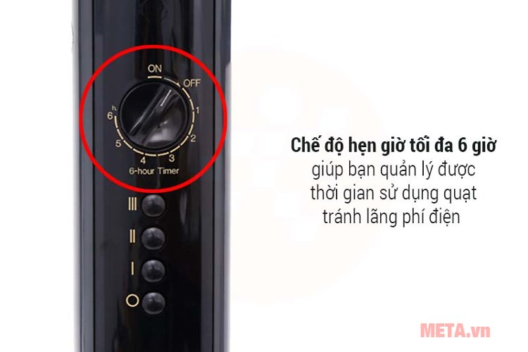 Chế độ hẹn giờ của quạt cây P40V có thời gian tối đa lên đến 6 tiếng