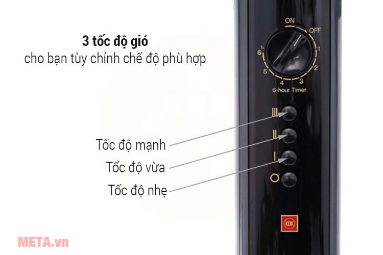 Quạt điện KDK P40V có ba tốc độ gió có thể tùy chọn