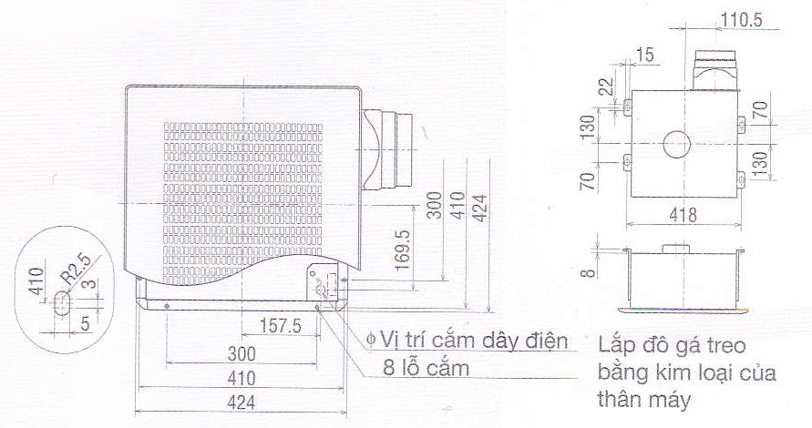 Kích thước của quạt thông gió 