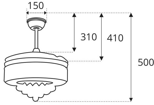 Kích thước của  đèn trần XD108