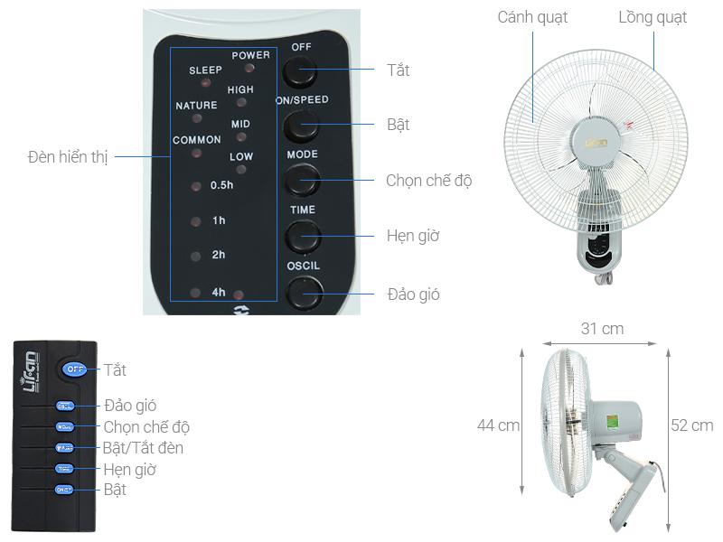 Quạt treo tường Lifan TE-1688