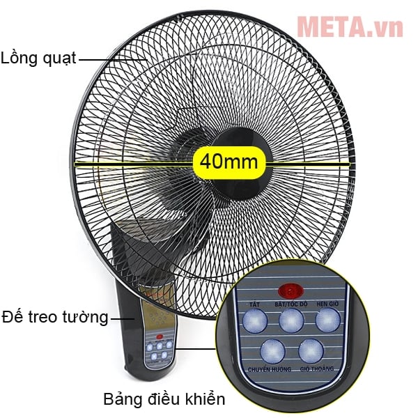 Cấu tạo quạt treo tường Vinawind 400X-HĐ 