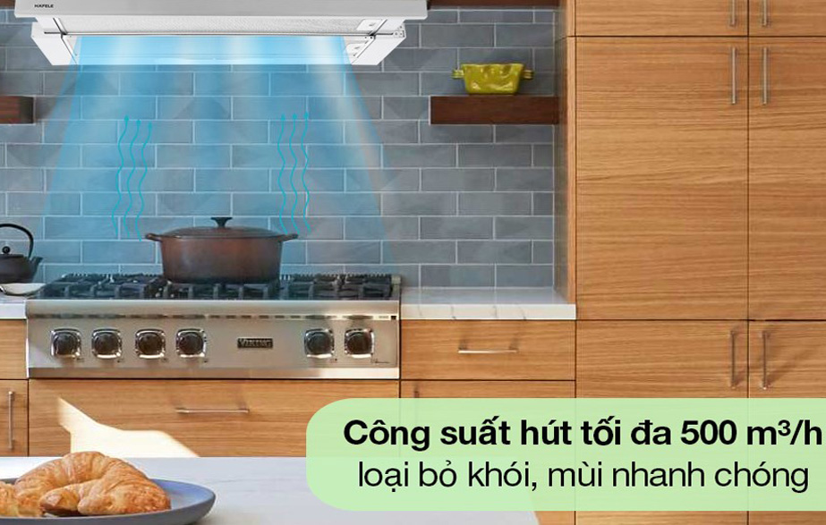 Công suất hút mùi lớn nhanh chóng loại bỏ mùi thức ăn