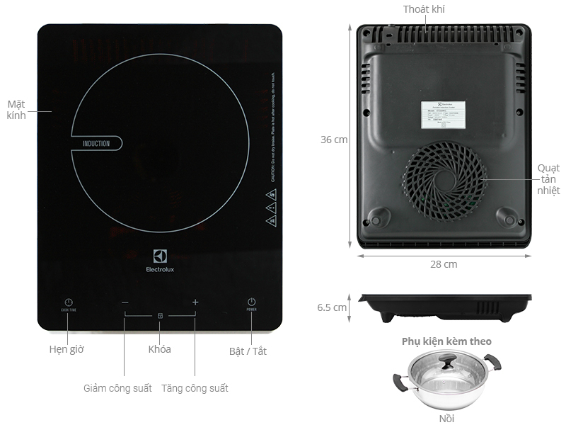 Cấu tạo của bếp từ điện Electrolux EDT29KC.