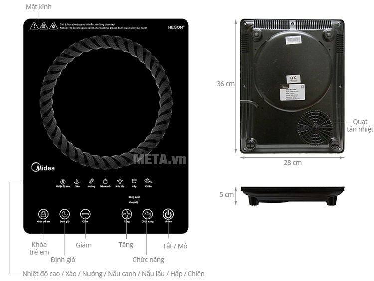 Cấu tạo của bếp hồng ngoại Midea MIR-T2015DC
